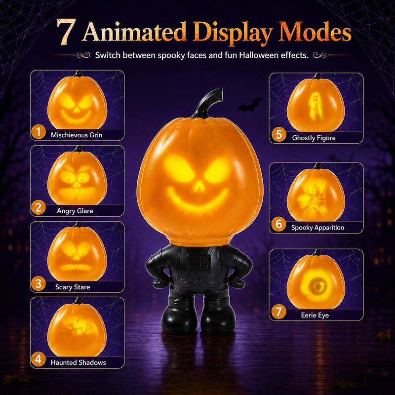 Haunt & Hollow Grinning Jack Talking Pumpkin Lamp