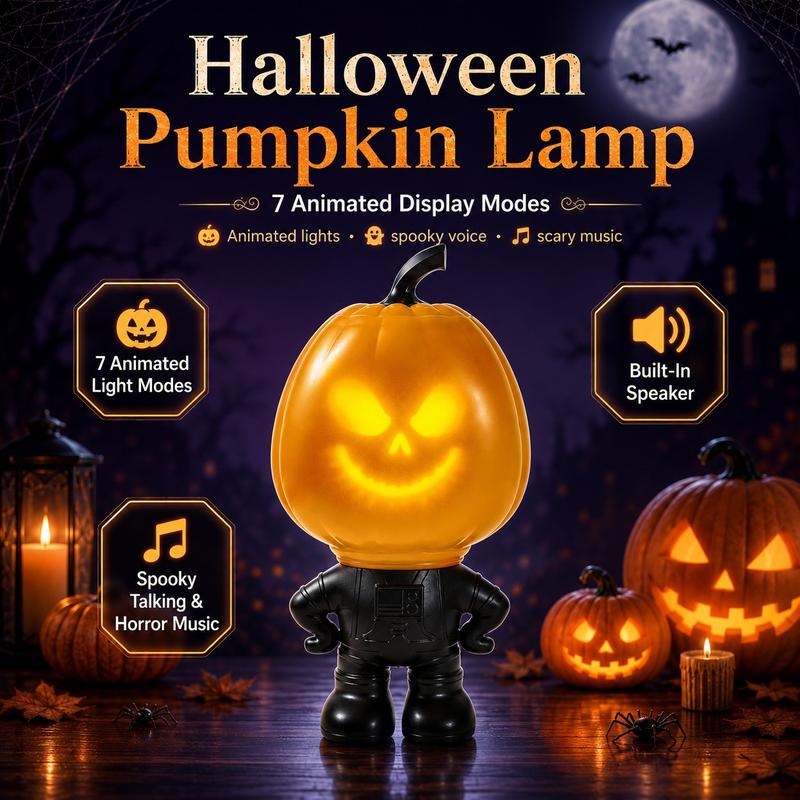 Haunt & Hollow Grinning Jack Talking Pumpkin Lamp